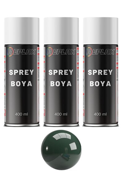 REPLAX 3 Adet Ral 6005 Koyu Çit Yeşili Sprey Boya 400 Ml.