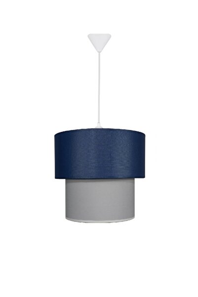 ŞENAY AYDINLATMA Ikili Silindir Kumaş Avize Sarkıt-lacivert Gri