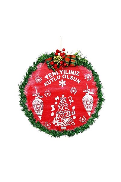 PARTİ SEPETİ Дървена коледна украса за окачване на врата 3