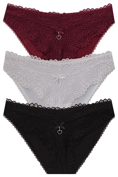papatya lingerie Chiloți Fancy din dantelă cu 3 accesorii pentru inimă