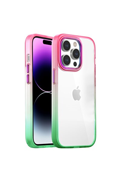 Buff Iphone 14 Pro Max Air Bumper Rainbow Kılıf Pink Green
