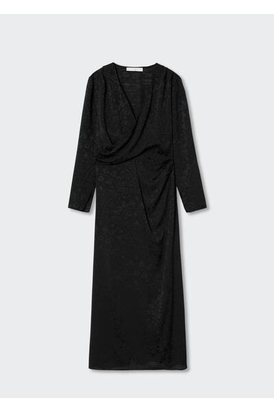 MANGO Woman Çiçekli Saten Jakar Elbise