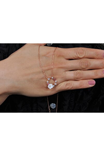 EZİLA SİLVER Manolya Kelebkli Çiçekli Gümüş Kolye