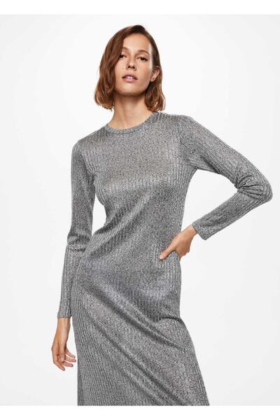 MANGO Woman Lastikli Midi Elbise