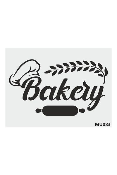 STENCİLTASARIM Mu083 Stencil Design - Bakery Wall Wooden Glass Painting Pattern