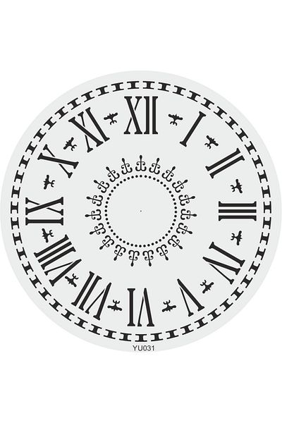 STENCİLTASARIM Stencil Design Yu031 Clock Wall Wood Glass Painting Pattern 80x80cm