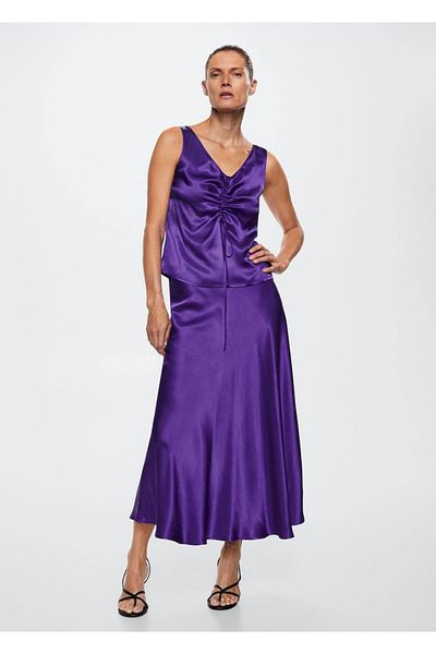 MANGO Woman Fustă midi din Satin