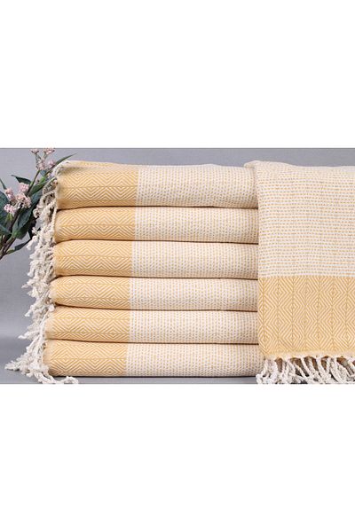 Kayra Export Peshtemal الخردل القطن حجم صغير Peshtemal 45x90 سم صغير Peshtemal
