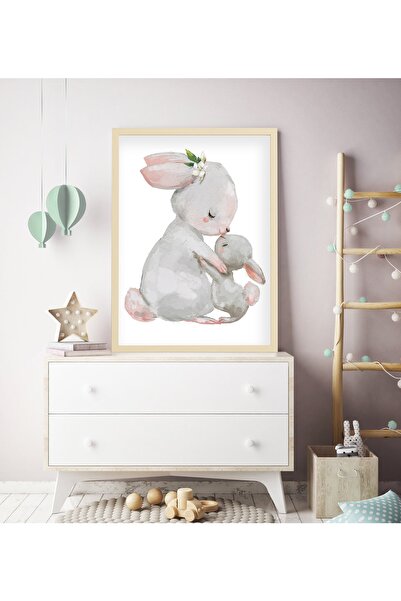 Ya&mu Tablosetleri 1 Adet 33 X 45cm Büyük Boy Ahşap Beyaz Çerçeveli Bebek, Çocuk Odası Tablo