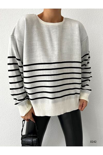 vuvutasarım Pulover de tricotaje cu design dublu în dungi