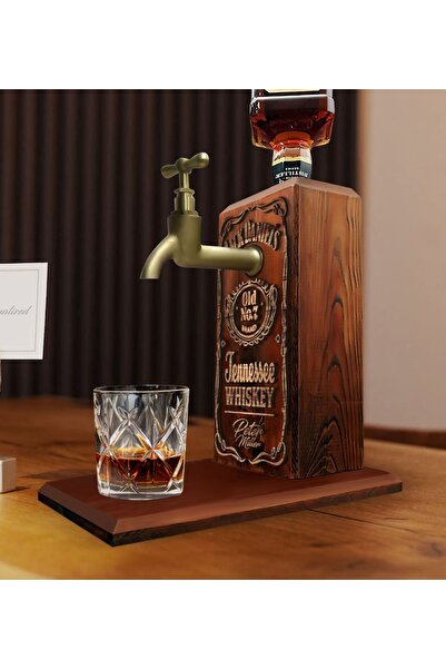 Bk Gift Gift Kişiye Özel Kabartma Isim Tasarımlı Musluklu Ahşap Içki Standı-1