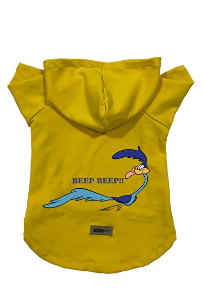 Monopetz سويت شيرت من الصوف بغطاء للرأس ملابس للكلاب والقطط - أصفر Road Runne...