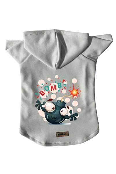 Monopetz سويت شيرت أبيض بومب مقاس XL - سويت شيرت صوف بغطاء للرأس، ملابس للكلا...