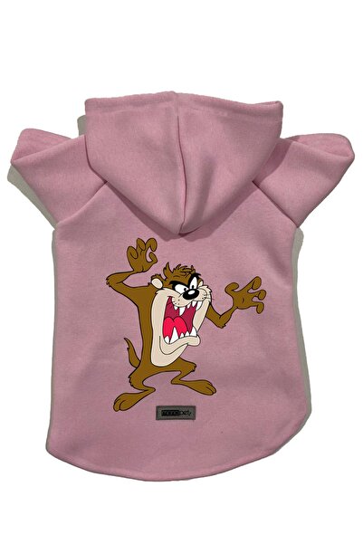 Monopetz سويت شيرت من الصوف بغطاء للرأس للكلاب والقطط - وردي وحش تسمانيا - مق...