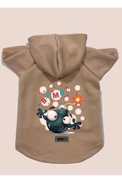 Monopetz Hooded Fleece Sweatshirt Dog And Cat Outfit & Dress - Beige Boomb