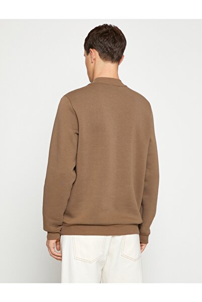 Koton Basic Sweatshirt Rose Gold Half Turtleneck Long Sleeve