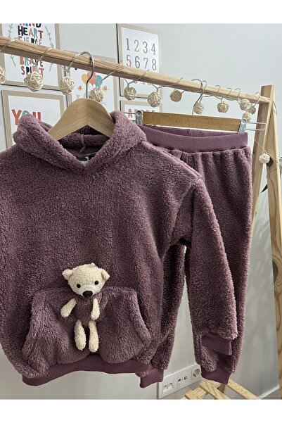 Peluş Ayıcıklı Mor Kız Çocuk Takım