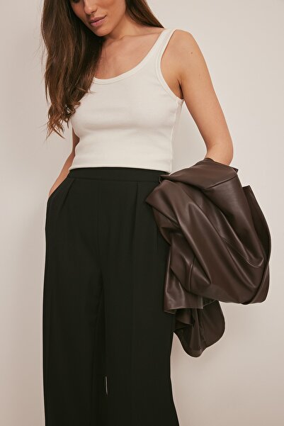 NA-KD High Waisted Wide Leg Suit Pants-Black