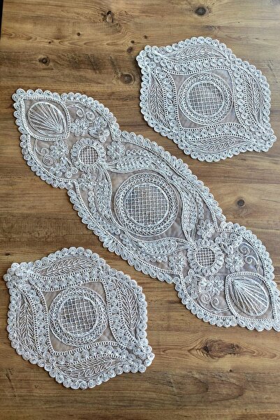 Çt Çeyizci Tekstil Set Sufragerie, Dormitor 3 piese Fata de cafea, Fasa de ma...