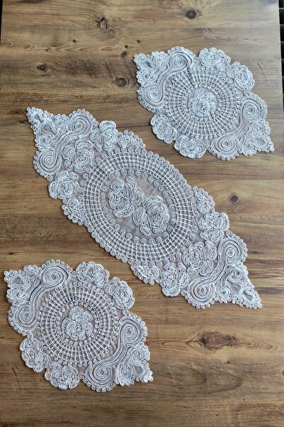 Çt Çeyizci Tekstil مجموعة غرفة المعيشة، غرفة نوم 3 قطعة مفرش طاولة القهوة، مف...