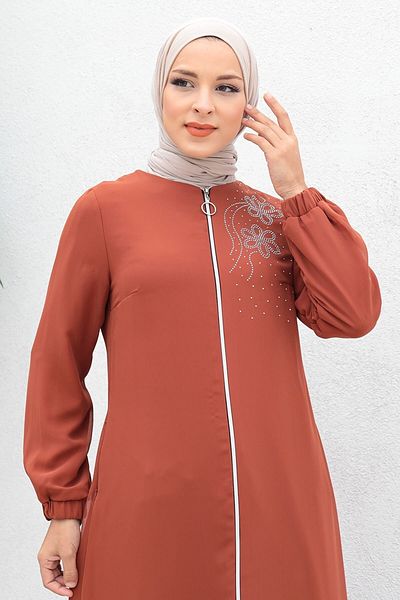Modamihram Rochie de seara din sifon cu fermoar Abaya Salmon 17300