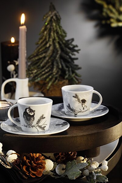 Kütahya Porselen Snowy 4 Piece Coffee Set for 2 People