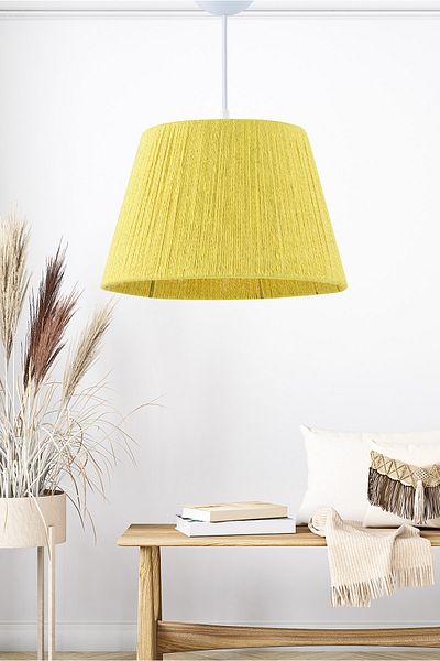 EvLight Wicker String Bohemian Chandelier Yellow