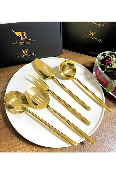 BRONDOFF Bahama 24 Carat Gold Plated 5 Piece Sauce Serving Set