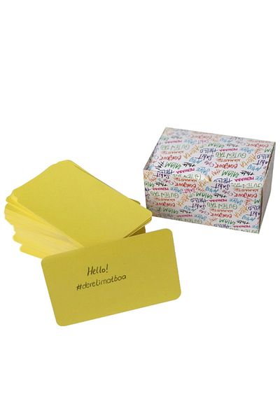 DERELİ MATBAA Yellow Note Card Note Label Boxed 100 Pieces with Special Oval Cuts