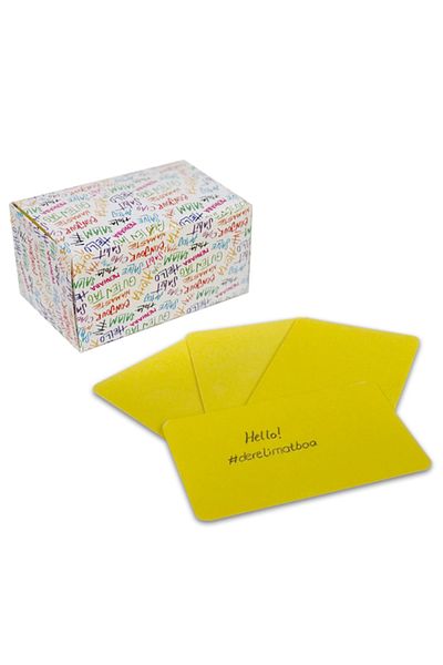 DERELİ MATBAA Yellow Note Card Note Label Boxed 100 Pieces with Special Oval Cuts