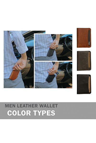 Flapp Hakiki Deri Rfıd Korumalı Kırmızı Kenarlı Mini Cüzdan Kartlık