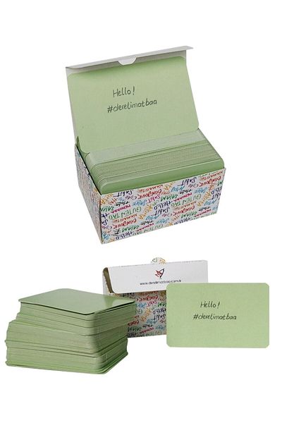 DERELİ MATBAA Green Note Card Note Label Boxed 100 Pieces with Special Oval Cut