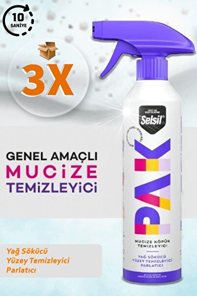 Mashotrend 3 Adet 500ml Selsil Paksil Mucize Temizleyici Köpük Sprey Modeli - Selsilpak Köpük Sprey