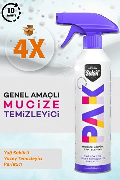 Mashotrend 4 Adet 500ml Selsil Paksil Mucize Temizleyici Köpük Sprey Modeli - Selsilpak Köpük Sprey