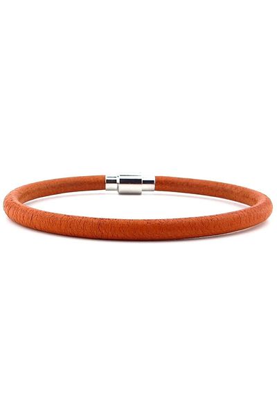 Solfera Tan Red Brown Natural Leather Metal Clip Men's Bracelet M025k