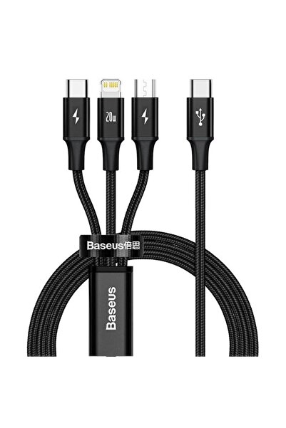 Baseus 1.5 Metre 20w 3in1 Type C, Iphone Lightning Ve Micro Ultra Hızlı Şarj Ve Data Kablosu