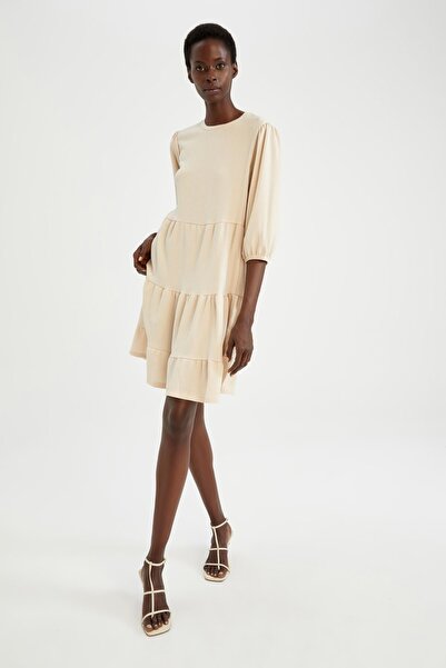 DeFacto Mini šaty s polorukávy v áčkové linii