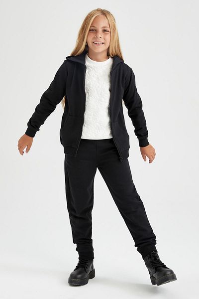 DeFacto Girl's Regular Fit Back to School Hooded Cardigan