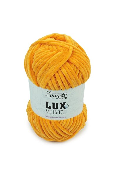 Spagettiyarn Lux Velvet Hardal Sarı Kadife El Örgü Ipliği