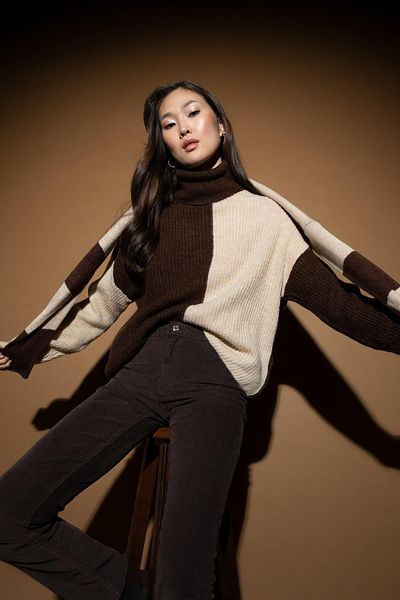 DeFacto Relax Fit Half Turtleneck Selanik Fabric Sweater