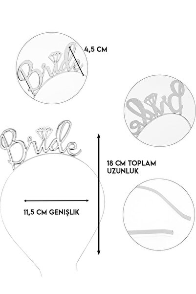 Parti dolabı 1 Adet Gümüş Gri Parlak Bride To Be Taç, Bekarlığa Veda Metal Nedime Taçı