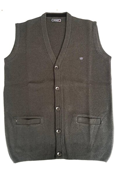 BLUES MODA Grimen Düğmeli Çelik Örme Casual Rahat Kalıp Düğmeli Yelek