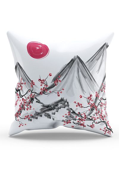 Moud's Double Sided Printed Blossom Japan - 3 Patterned Suede Throw Pillow Cover