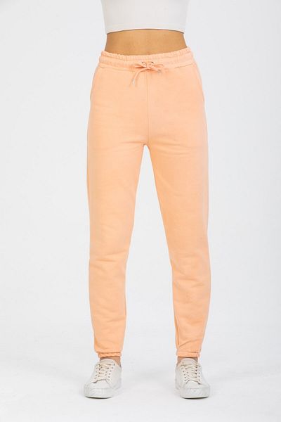 Deafox Lachsfarbene Jogginghose mit hoher Taille und elastischem Dreifadenmuster für Damen
