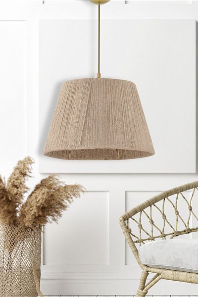 EvLight Wicker String Bohemian Chandelier Wicker Brown