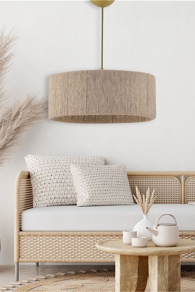 EvLight Wicker String Cylinder Bohemian Chandelier Brown
