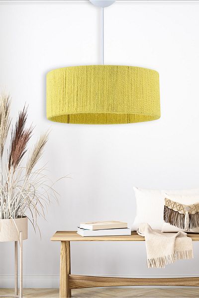 EvLight Wicker String Cylinder Bohemian Chandelier Yellow
