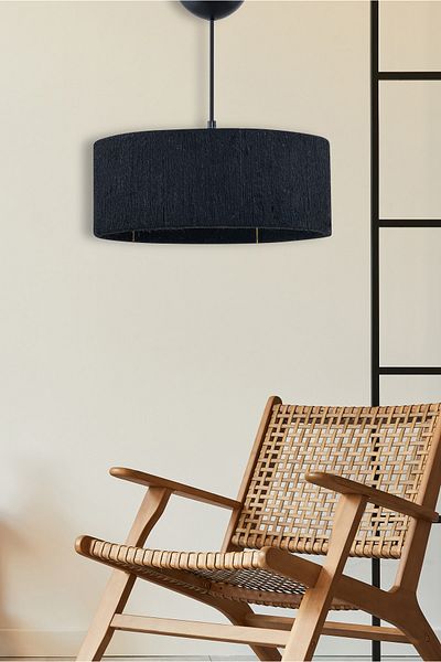 EvLight Wicker String Cylinder Bohemian Chandelier Black