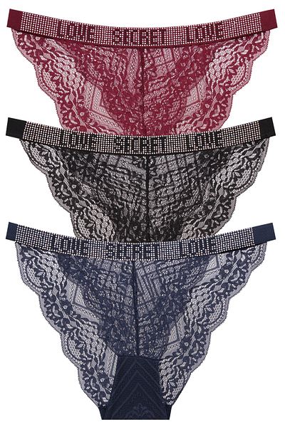 papatya lingerie Chiloți din dantelă Love Secret Written Waist Stone din 3 piese