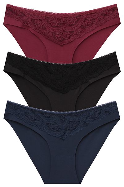 papatya lingerie Chiloți Micro Laser cu talie de 3 inchi cu detaliu din dantelă